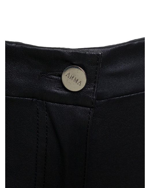 Arma Black 'izzy' Pants With Branded Button Fastening In Leather