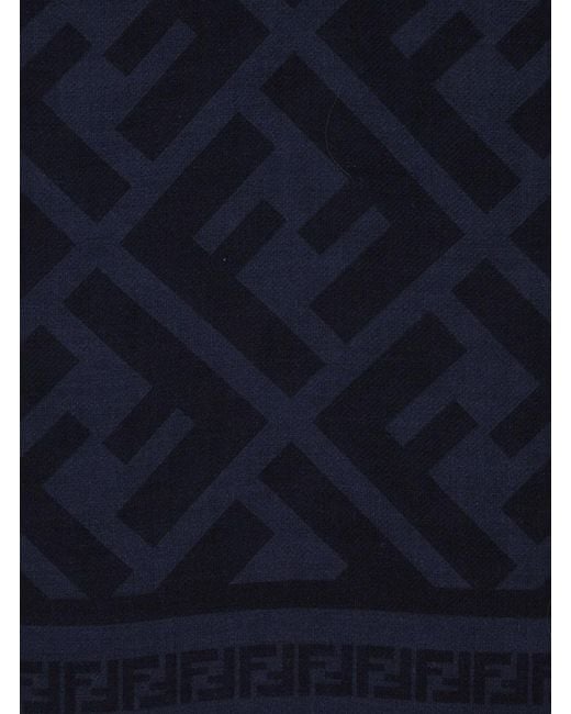 Fendi Blue Scarf With Ff Motif All-Over for men