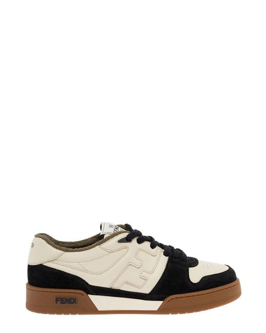 Fendi Natural Low Top Suede Sneakers for men