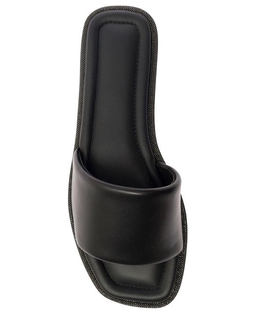 Brunello Cucinelli Black Slip-On Slippers With Monile Detail