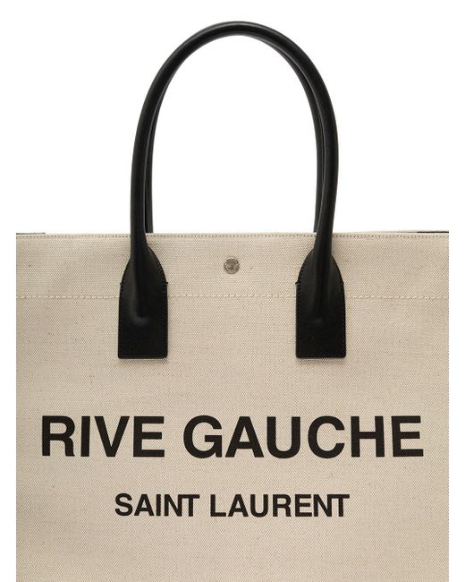 Saint Laurent Natural 'Big Rive Gauche' Tote Bag With Contrasting Logo P for men