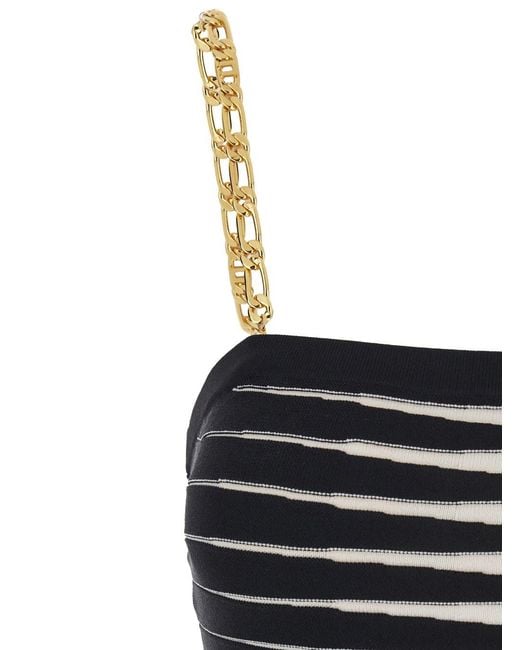 Elisabetta Franchi Black Sleeveless Dress Bandeau Viscose