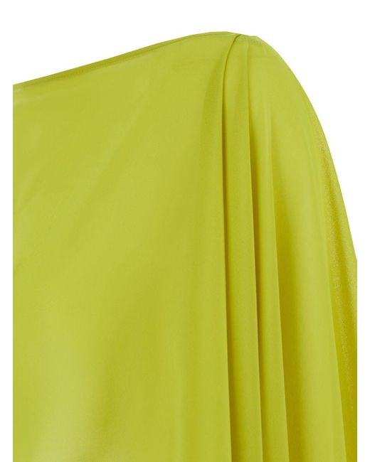 Plain Yellow Stole With Boat Neckline