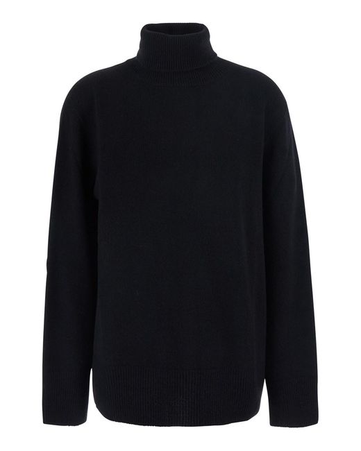 The Row Blue 'Stepny' Sweater With Ribbed Design And High Collar