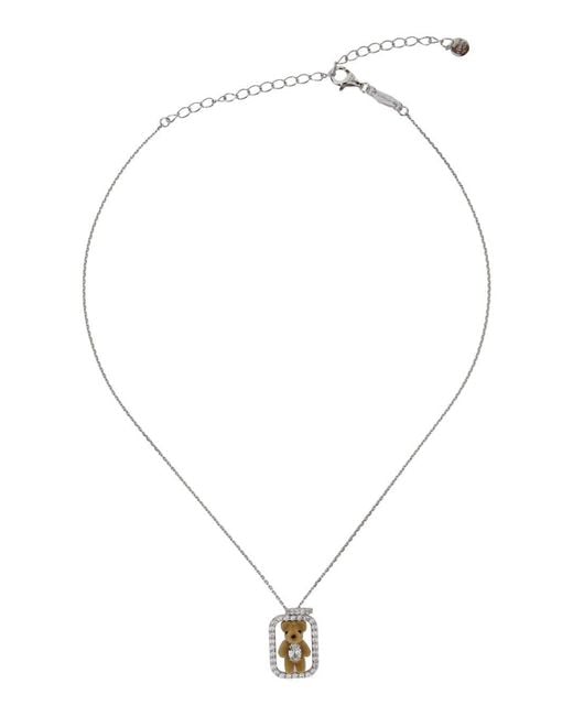YVMIN White Inlaid Mini Bear Necklace With Metal Details And Bear Pend
