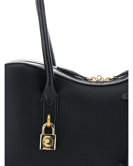 Stella McCartney Black 'Ryder' Handbag With Two Top Handles And Front Padlock Detail With Logo