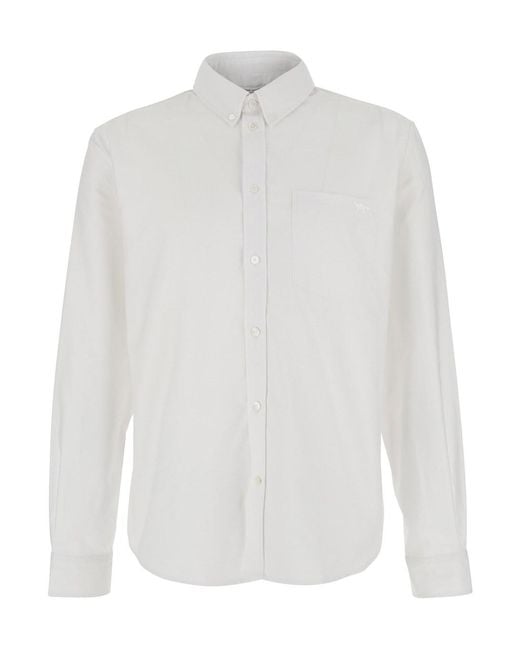 Maison Kitsuné White Shirt Profile Fox Regular Cotton for men