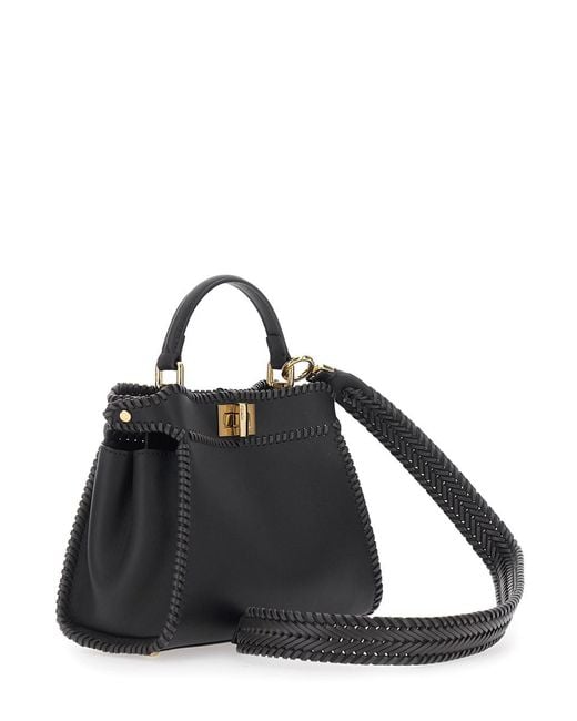 Fendi Black 'Mini Peekaboo' Handbag With Twist Lock