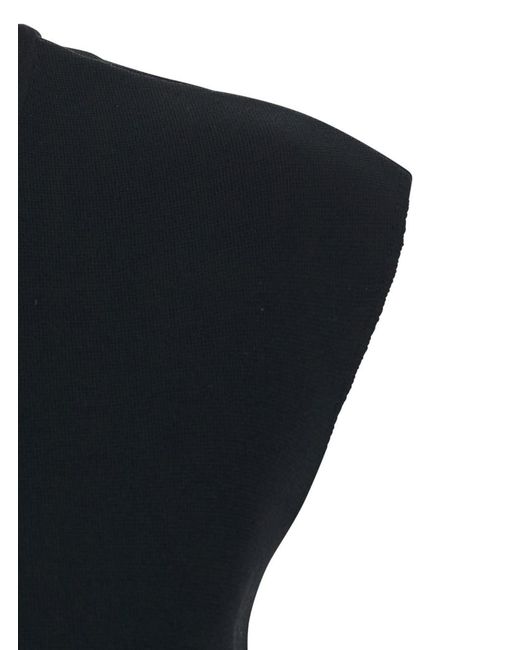 P.A.R.O.S.H. Black Top With Round Neck And Short Design