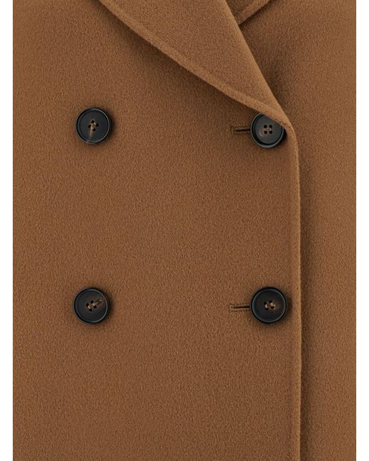 Max Mara Brown Double-Breasted Coat With Revers