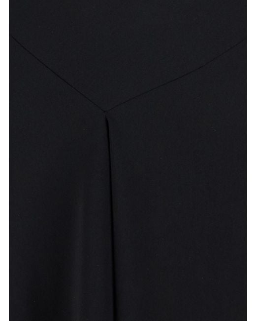Plain Black Long Dress With Square Neckline And Short Sleeves