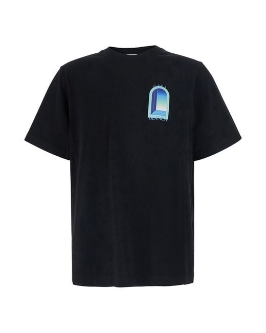 Casablanca Black T-Shirt With Logo Print On The Front And Back for men