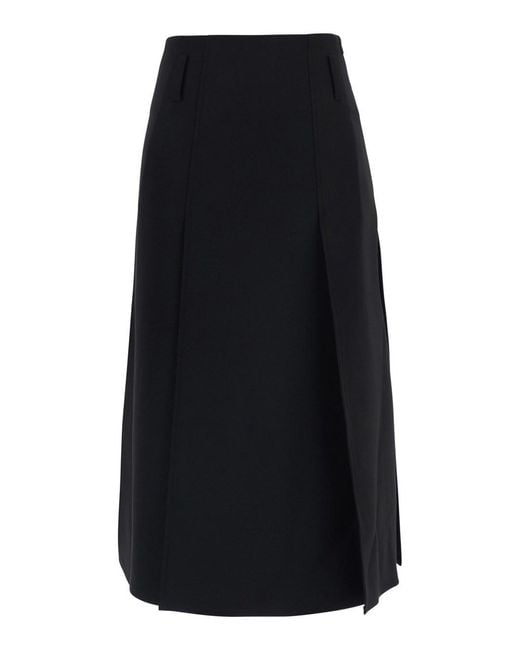 Le Plain Black Skirt With Insert Design And Hidden Closure