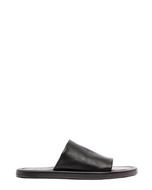 Balenciaga Black Men's Easy Slide Smooth Leather Sandals for men