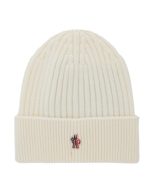 Berretto Con Patch Logo Sul Fronte di Moncler in Natural da Uomo
