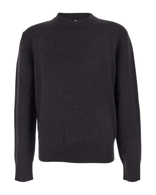 sunflower Blue Dark Crew Neck Sweater With Dropped Shoulder for men