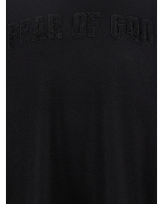 T-Shirt Girocollo Con Maxi Patch Logo Tono Su Tono Sul Fro di Fear Of God in Black da Uomo