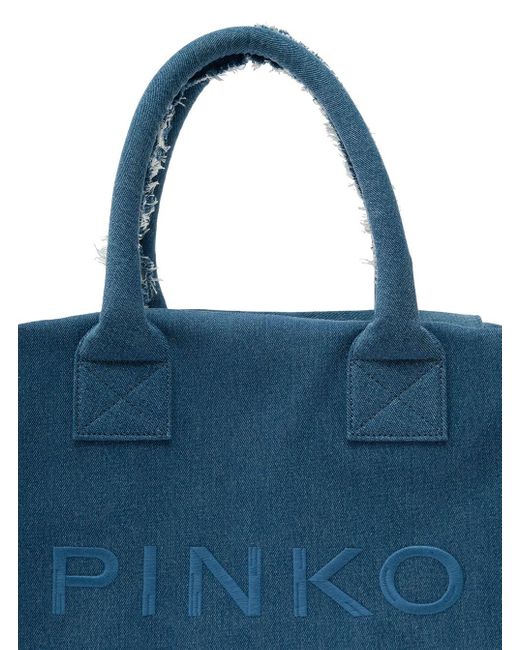 Pinko Blue Cotton Tote Bag