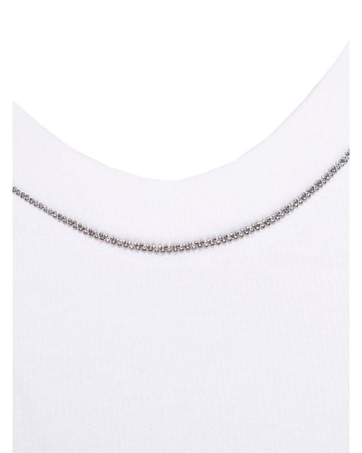 Brunello Cucinelli White Tank Top With Monile Detail