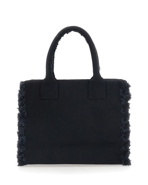 Pinko Black Tote Bag Beach Shopper Canvas