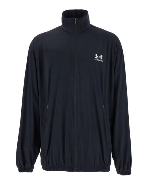 Balenciaga Blue Jacket With Under Armourâ Maxi Logo On The Back for men