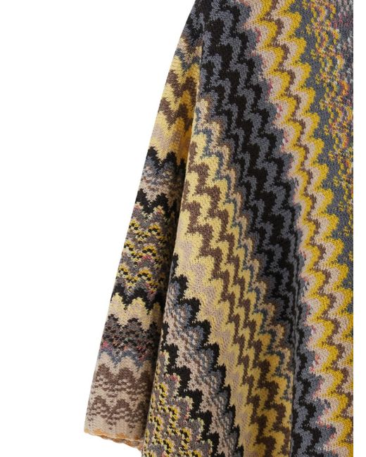 Missoni Multicolor Cape With V Neck And All-Over Zigzag Motif