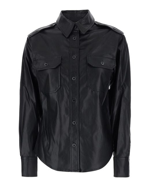 Isabel Marant Black 'Noee' Shirt With Classic Collar And Front Patch Pockets