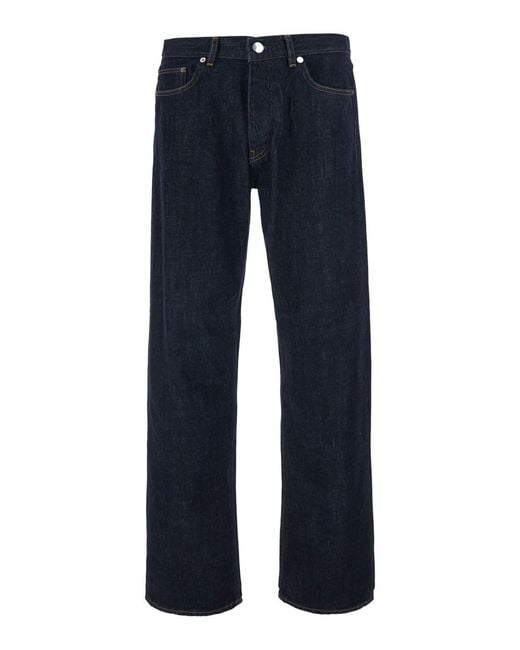 sunflower Blue Dark Five-Pocket Jeans With Logo Patch On The Back for men