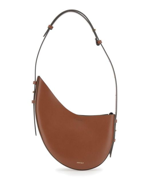 Soeur White 'Wino' Asymmetric Shoulder Bag With Laminated Logo