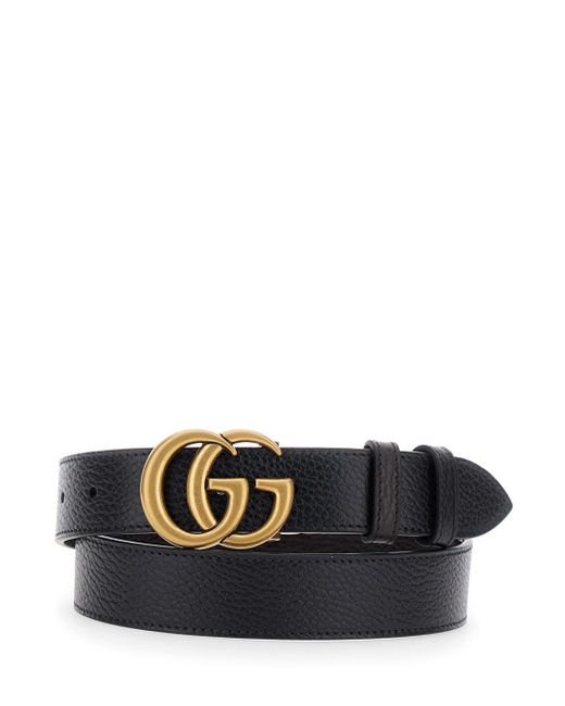 Gucci Black Reversible Belt With Buckle With Double G Logo for men