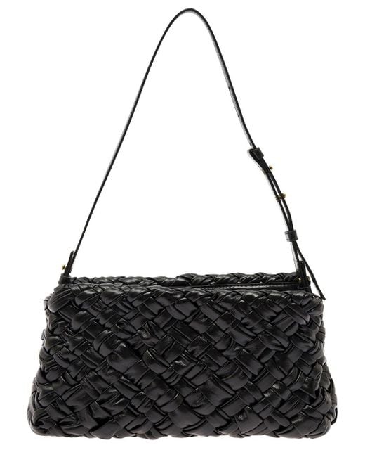Bottega Veneta Black 'Kalimero Cha Cha' Shoulder Bag With Intrecciato