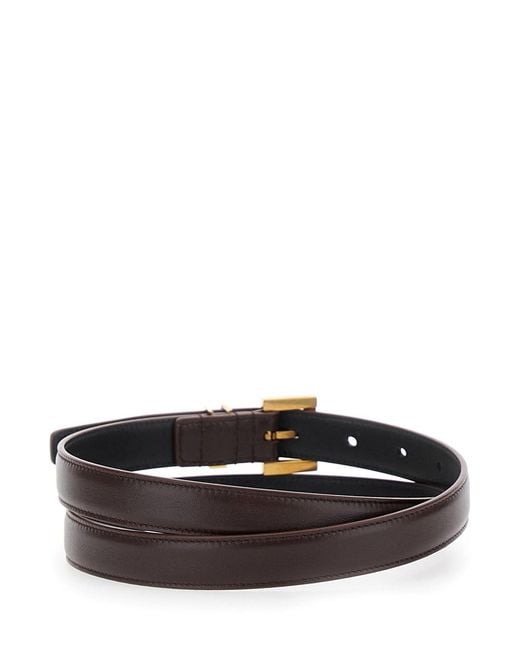 Saint Laurent White Belt With Cassandre Loop