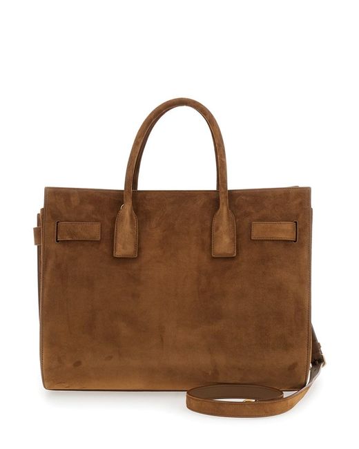 Saint Laurent Brown Handbag With Metallic Details