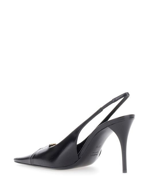 Saint Laurent Multicolor 'Babylone' Slingback Pumps With Cut-Out Toe With Cassandre Plaque And High Stiletto Heel