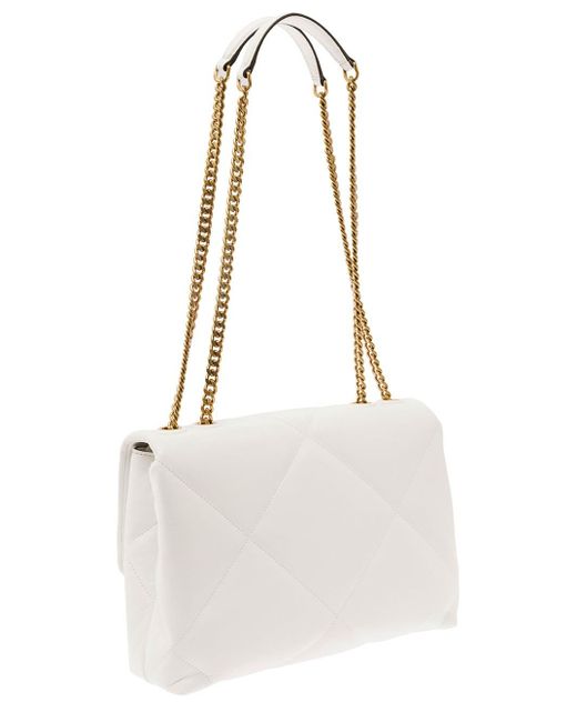 Tory Burch White 'Kira Diamond' Crossbody Bag With Double T Logo