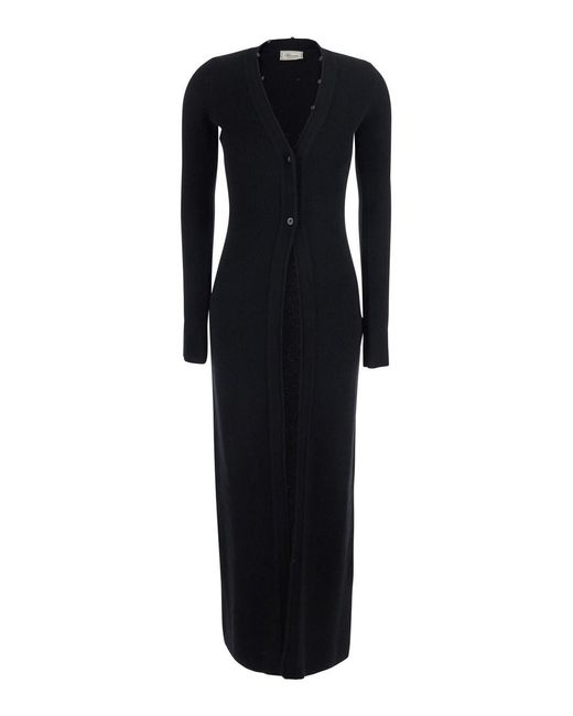 Blumarine Black Knitwear With Collar And Long Sleeves
