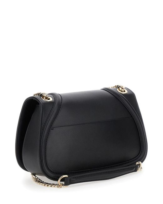 Gucci Black 'Blondie Small' Handbag With Metallic Gg Crossover On The Front And Chain Shoulder Strap