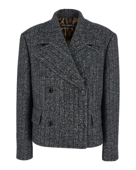 Dolce & Gabbana Black Textured Notched Lapel Blazer