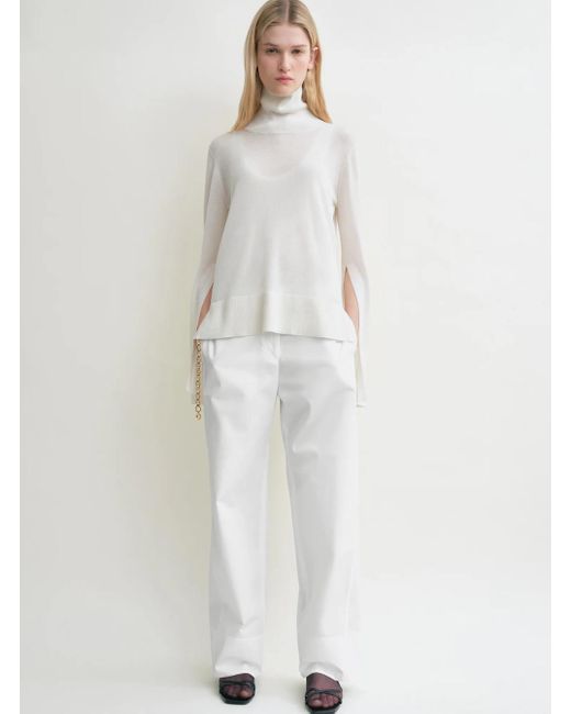 Totême White Cotton Pants With Rear Pockets
