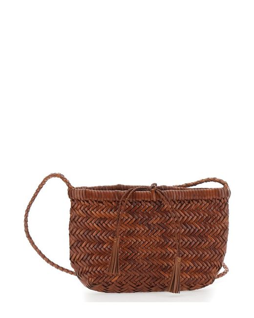 Dragon Diffusion Brown Minsu Bag Mini Basket Bag With Handles And Leat