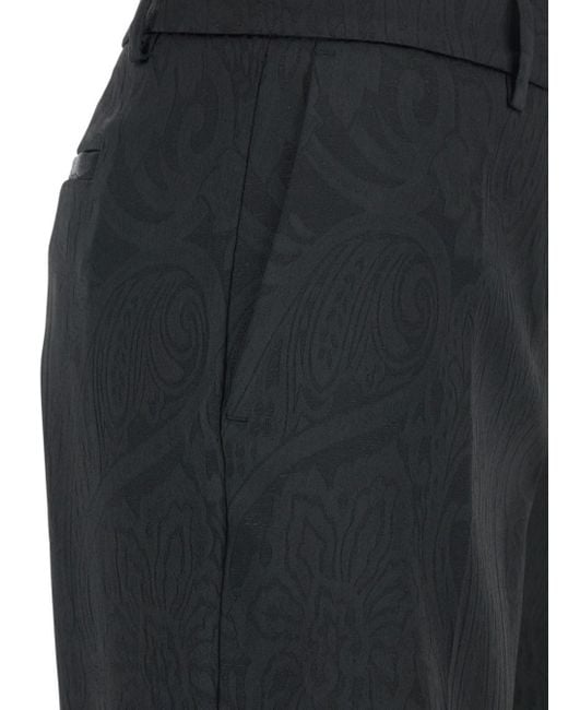 Le Plain Black Trousers With Damask Effect