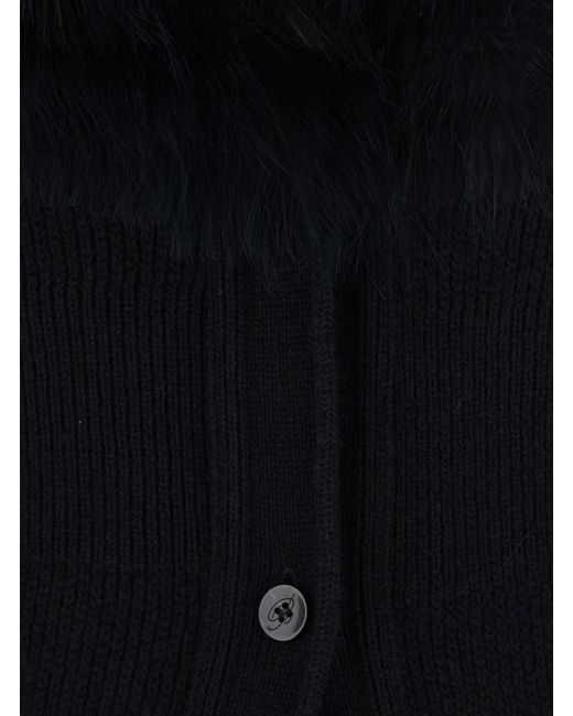 Blumarine Black Knitwear With Collar And Long Sleeves