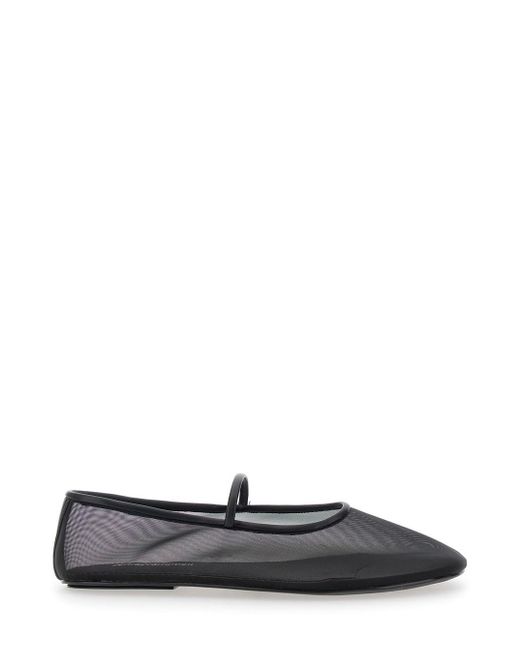 Jeffrey Campbell White 'Swan-Lake' Ballet Shoes With Strap And Semi Sheer Design