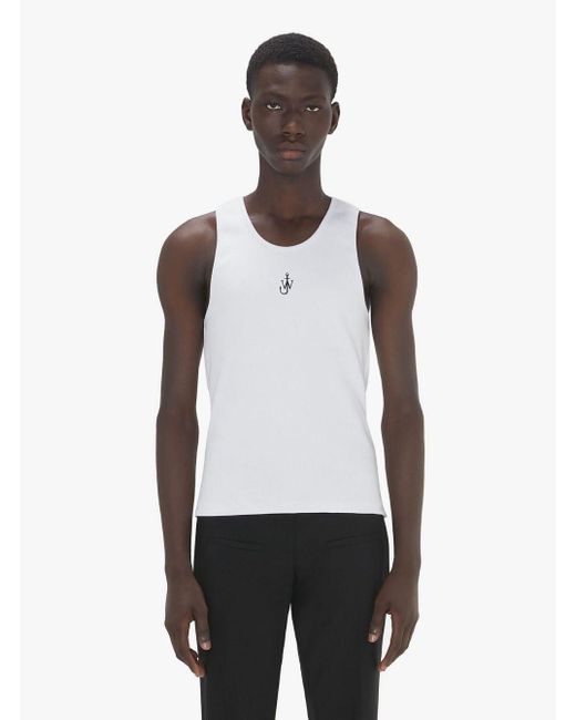 Top Smanicato Con Scollo Rotondo E Ricamo Logo Sul Fronte di J.W. Anderson in Gray da Uomo