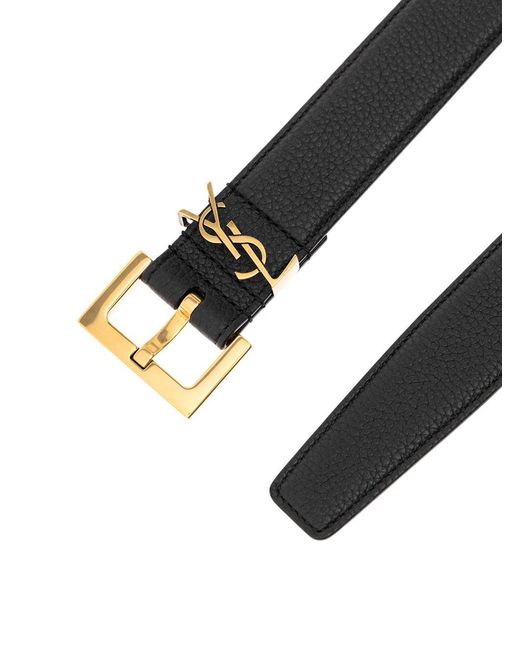 Saint Laurent Black Soft Leather Belt With Metal Buckle Ysl for men