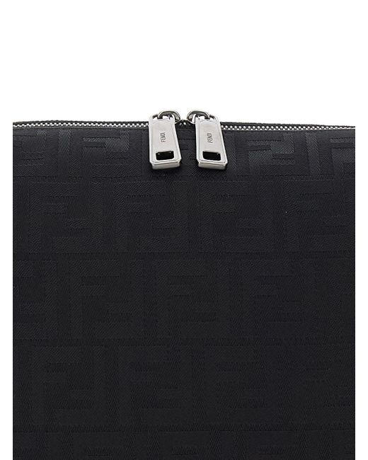 Borsa A Spalla 'Lui Medium' Con Motivo Ff All-Over di Fendi in Black da Uomo