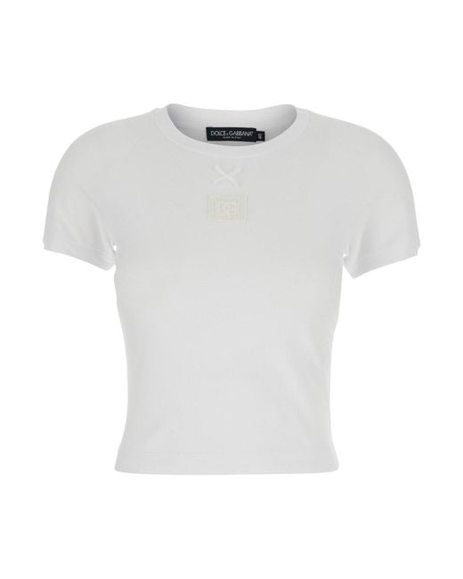 Dolce & Gabbana White T-Shirt With Logo On The Front