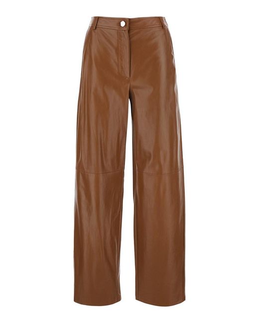 Max Mara Brown 'Legno' Pants With Button And Zip Closure