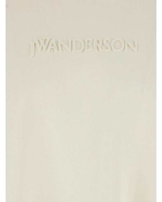 J.W. Anderson White Crewneck T-Shirt With Logo Embroidery On The Front for men