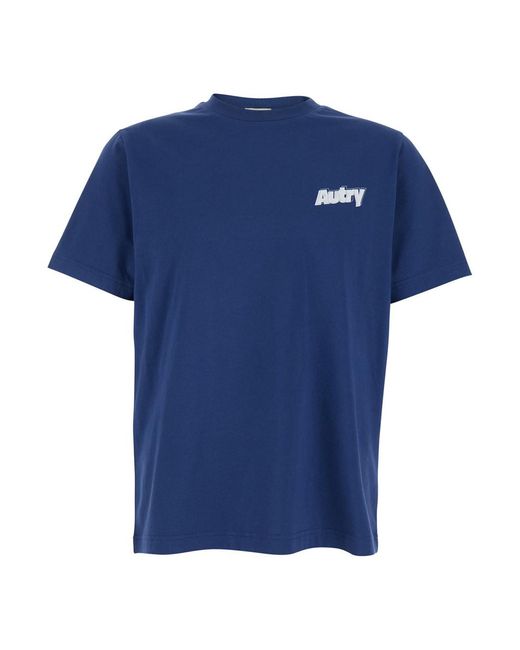 Autry Blue Crew Neck T-Shirt for men